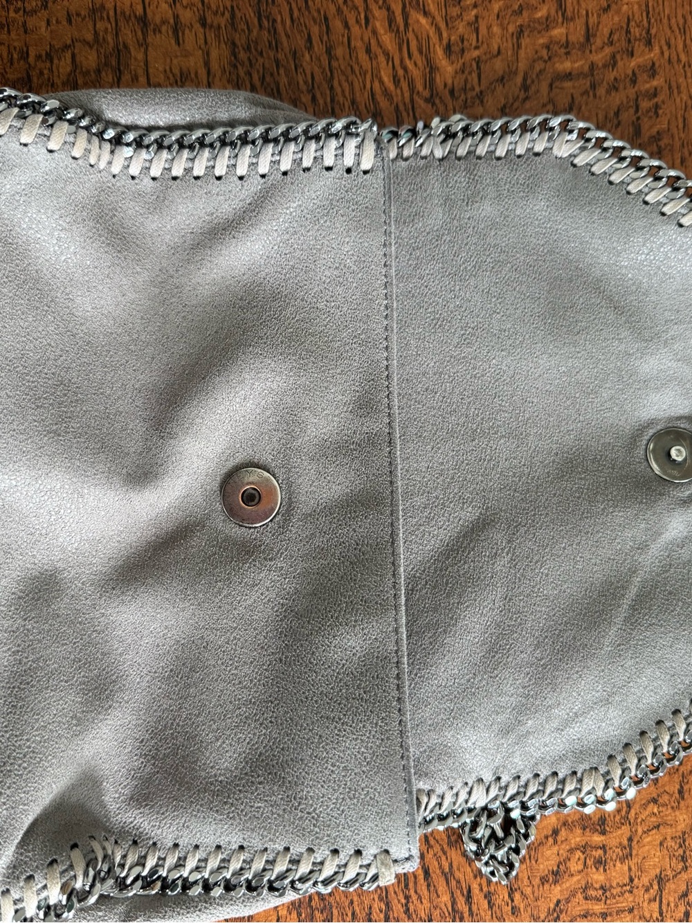 Stella McCartney Gray Chain-Trim Falabella Crossbody Flap Bag w/COA - Picture 7 of 13